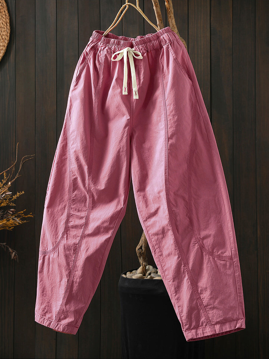 Plus Size Women Summer Casual Pure Color Harem Pants