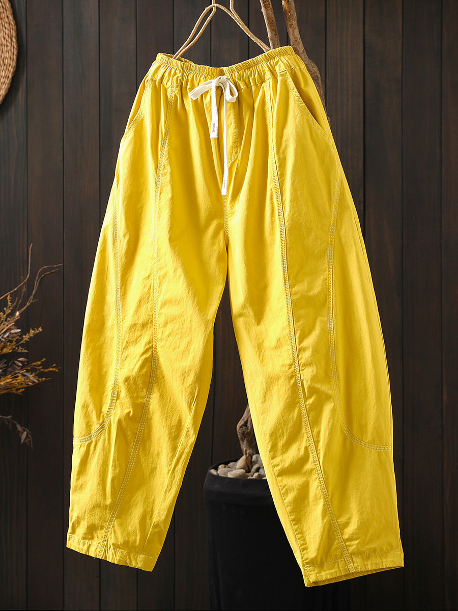 Plus Size Women Summer Casual Pure Color Harem Pants