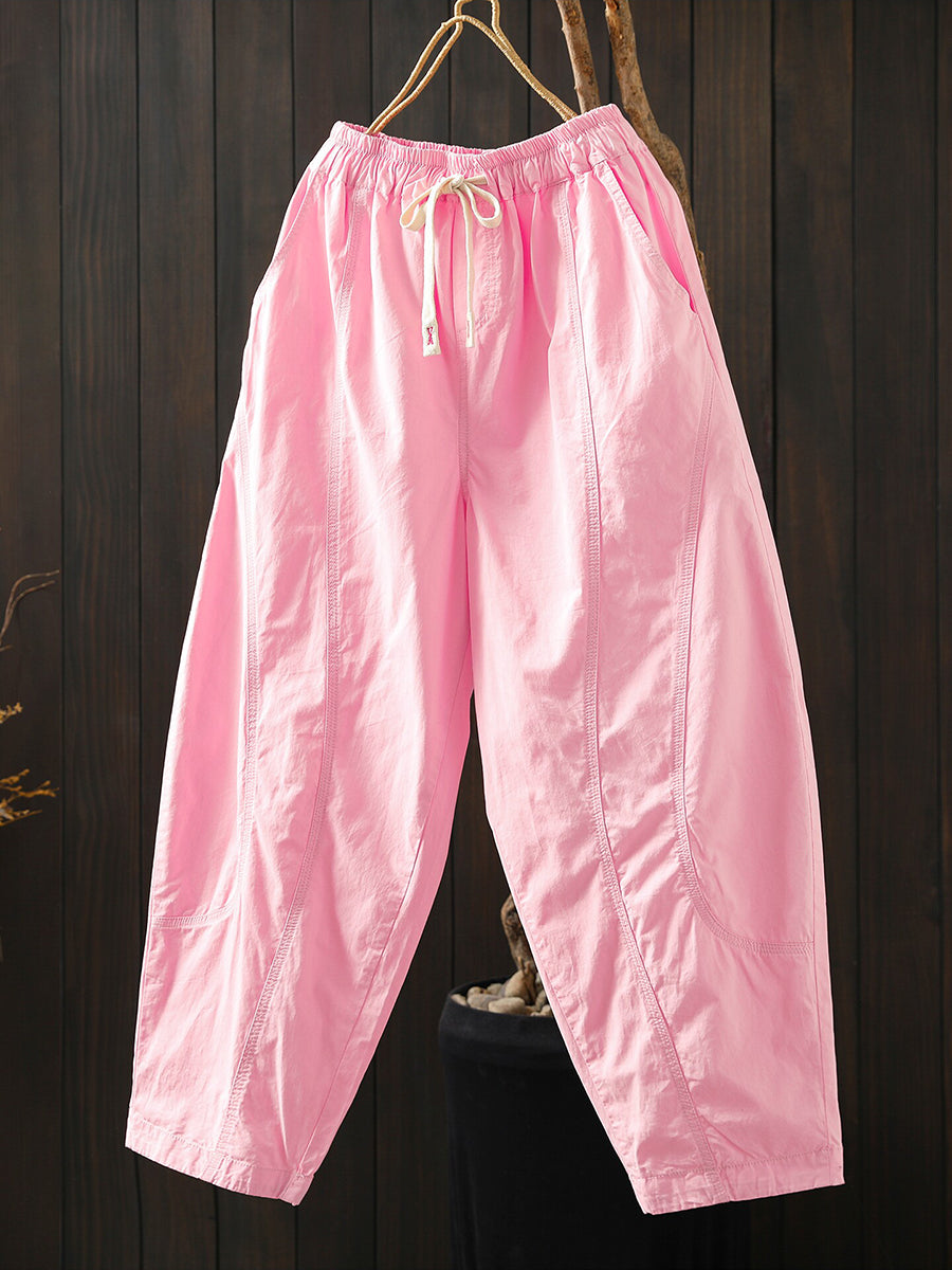 Plus Size Women Summer Casual Pure Color Harem Pants