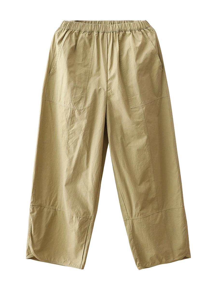 Plus Size Women Summer Casual 100%Cotton Wide-leg Pants