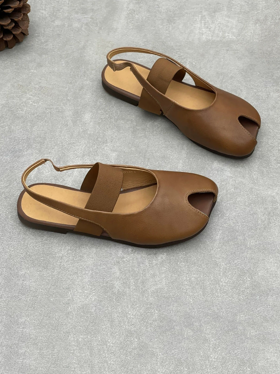 Women Summer Soft Leather Flat Sandals