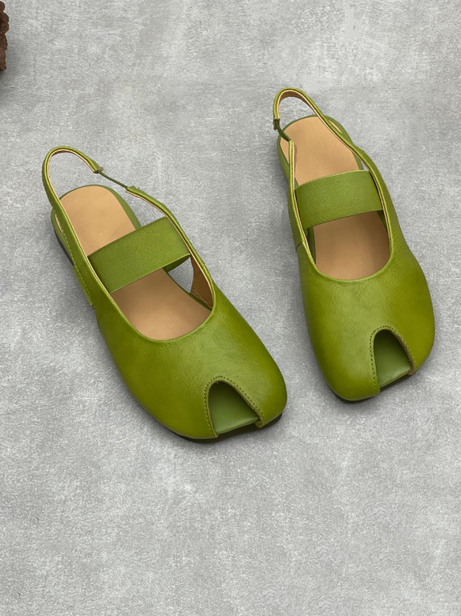 Women Summer Soft Leather Flat Sandals