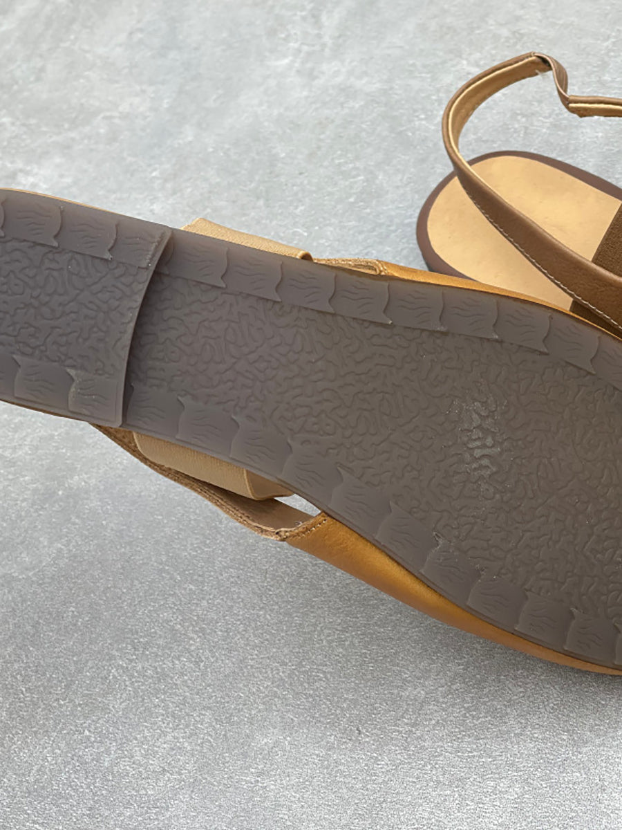 Women Summer Soft Leather Flat Sandals
