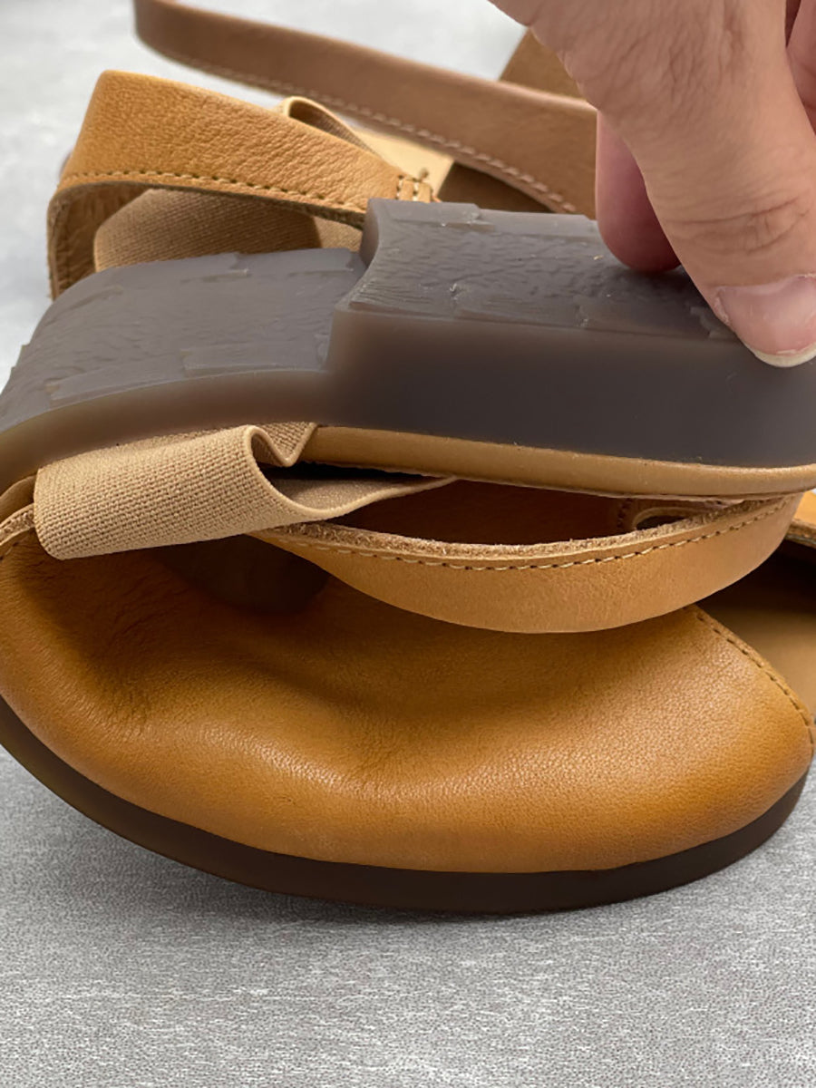 Women Summer Soft Leather Flat Sandals