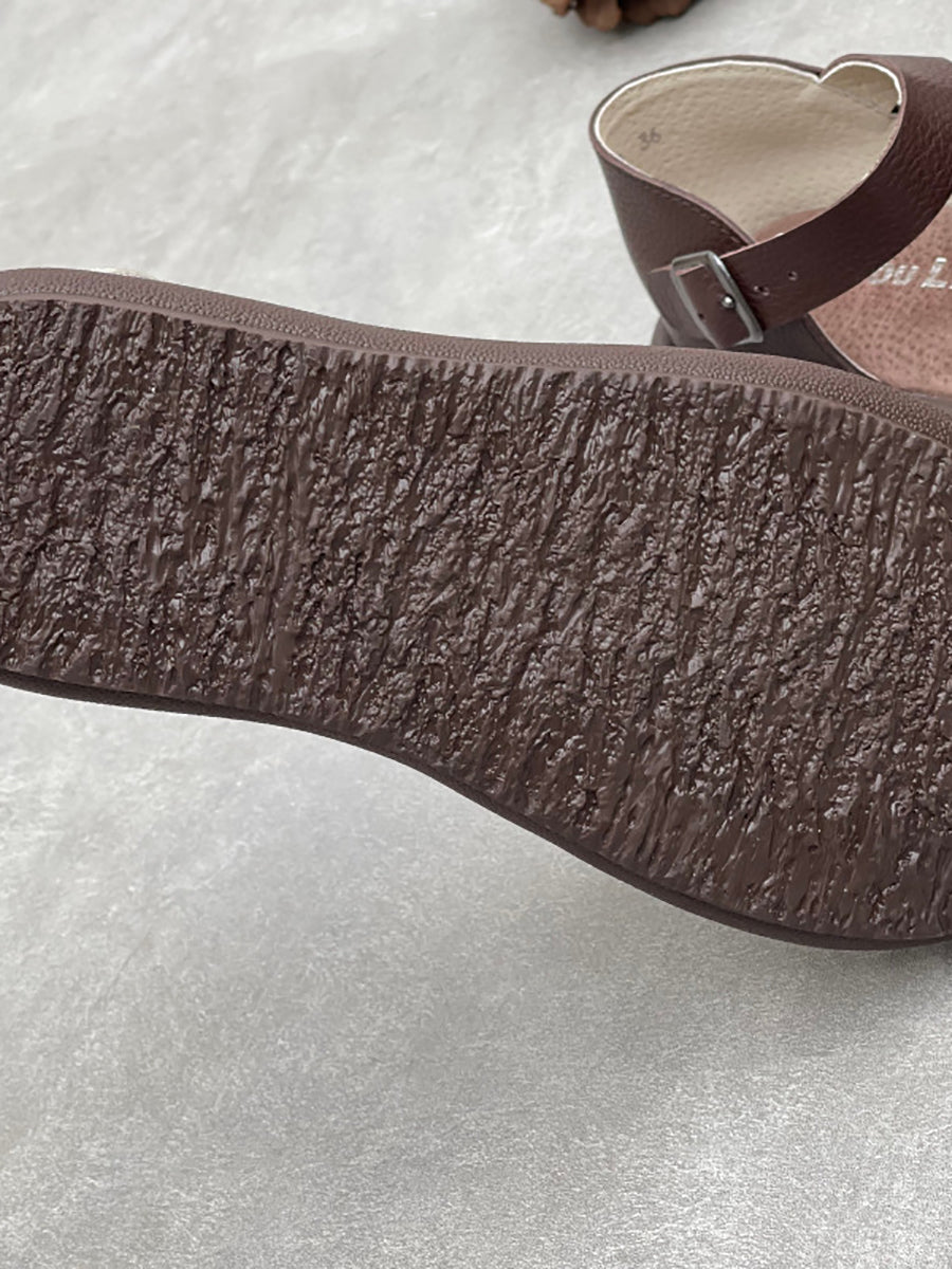 Women Summer Genuine Leather Weave Sandals