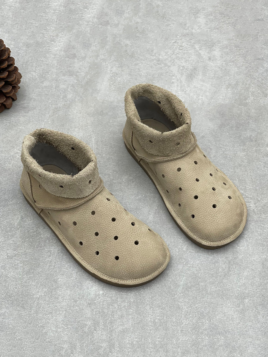 Women Summer Casual Hole Genuine Leather Boots Sandals