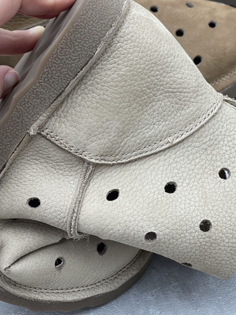 Women Summer Casual Hole Genuine Leather Boots Sandals