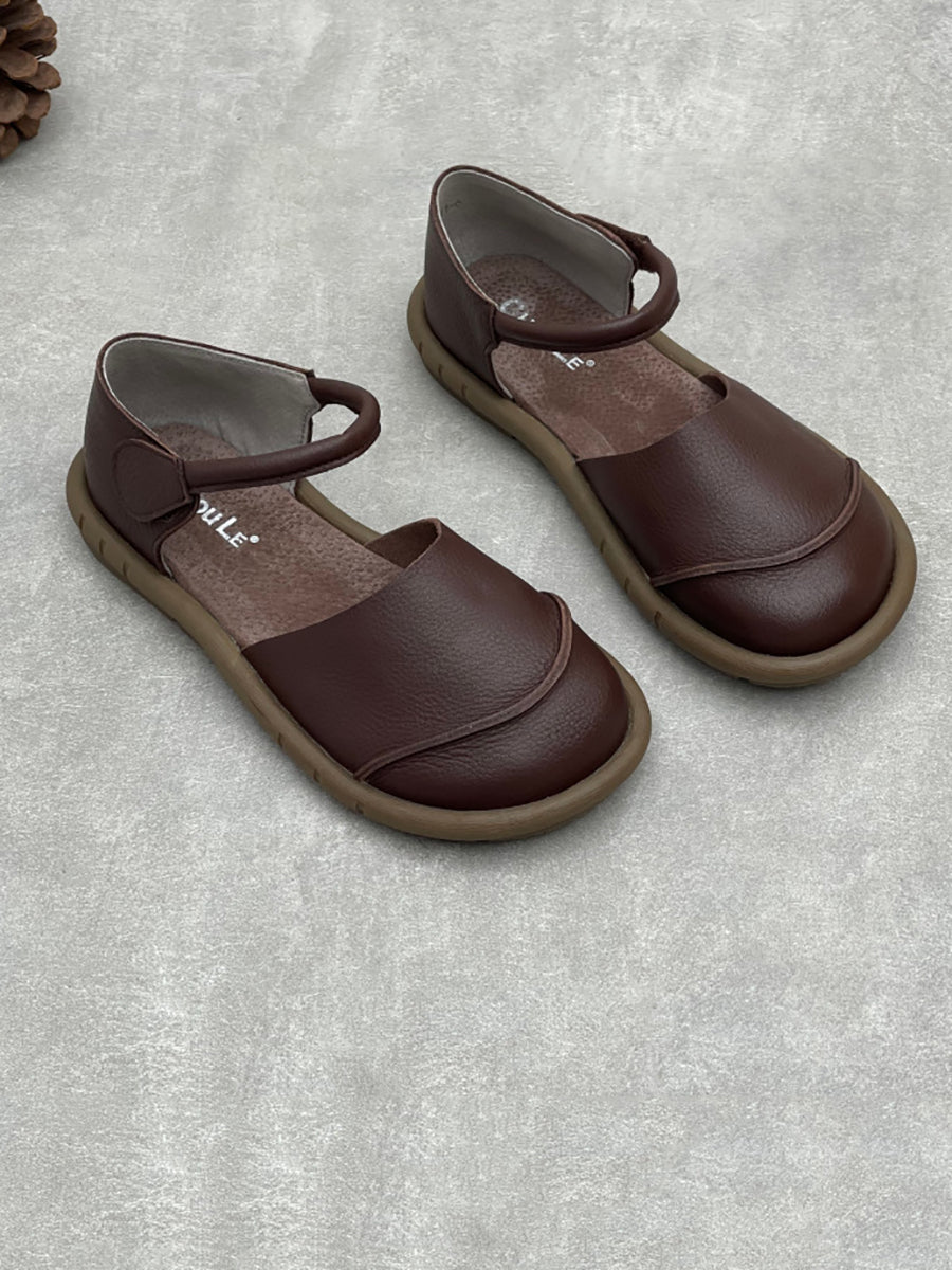 Women Artsy Soft Leather Flat Sandals