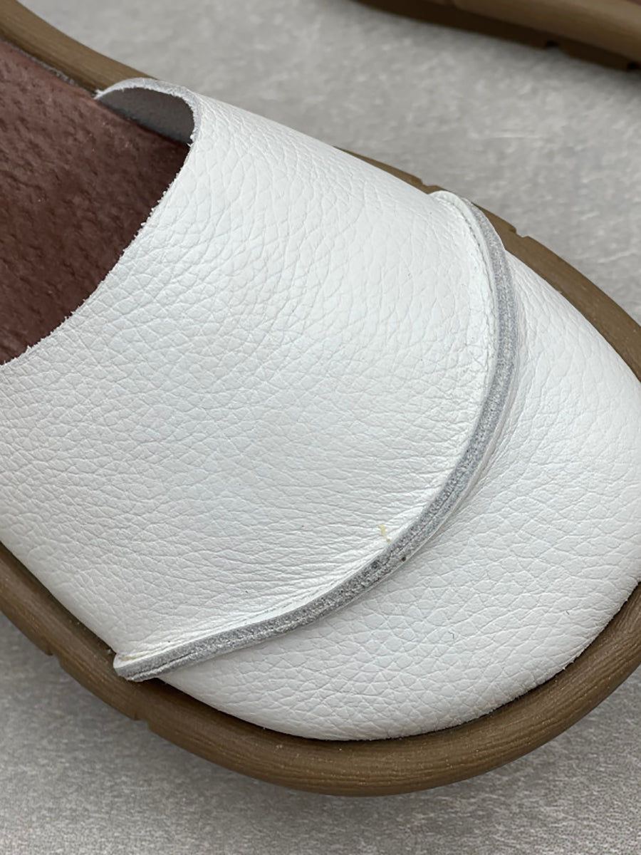 Women Artsy Soft Leather Flat Sandals