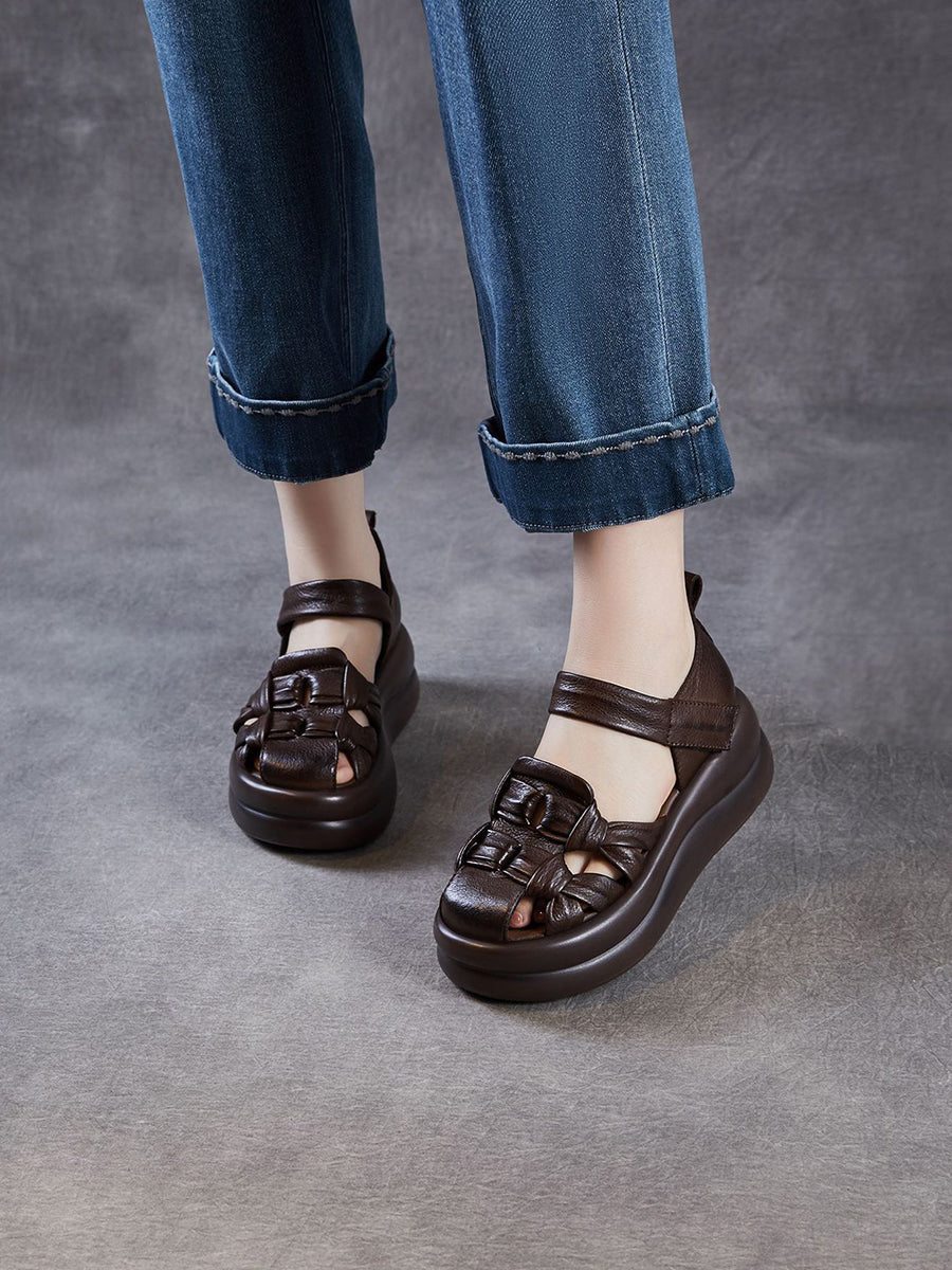 Women Casual Genuine Leather Platform Sandals
