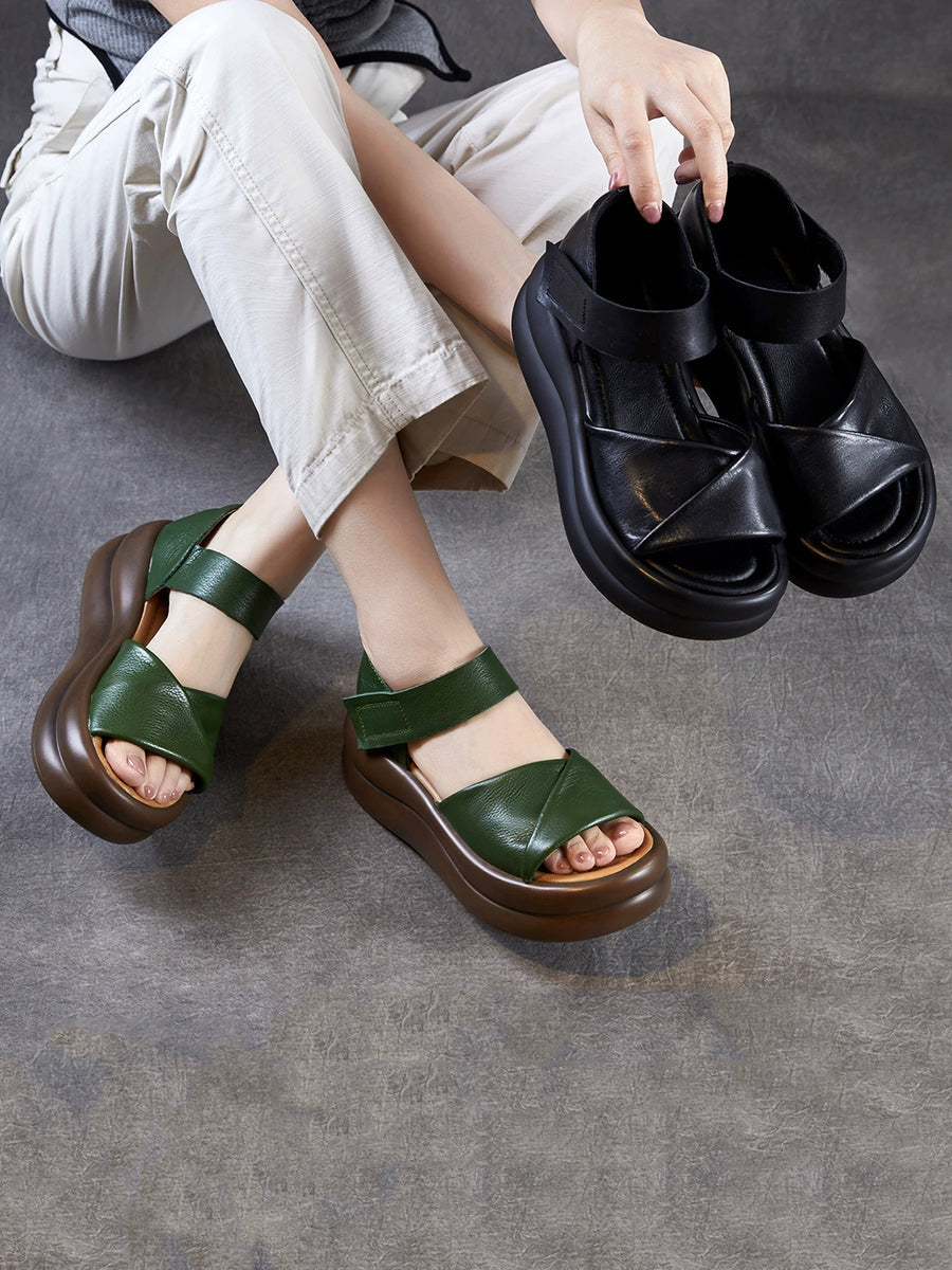 Women Summer Genuine Leather Platform Sandals