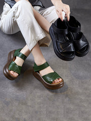 Women Summer Genuine Leather Platform Sandals