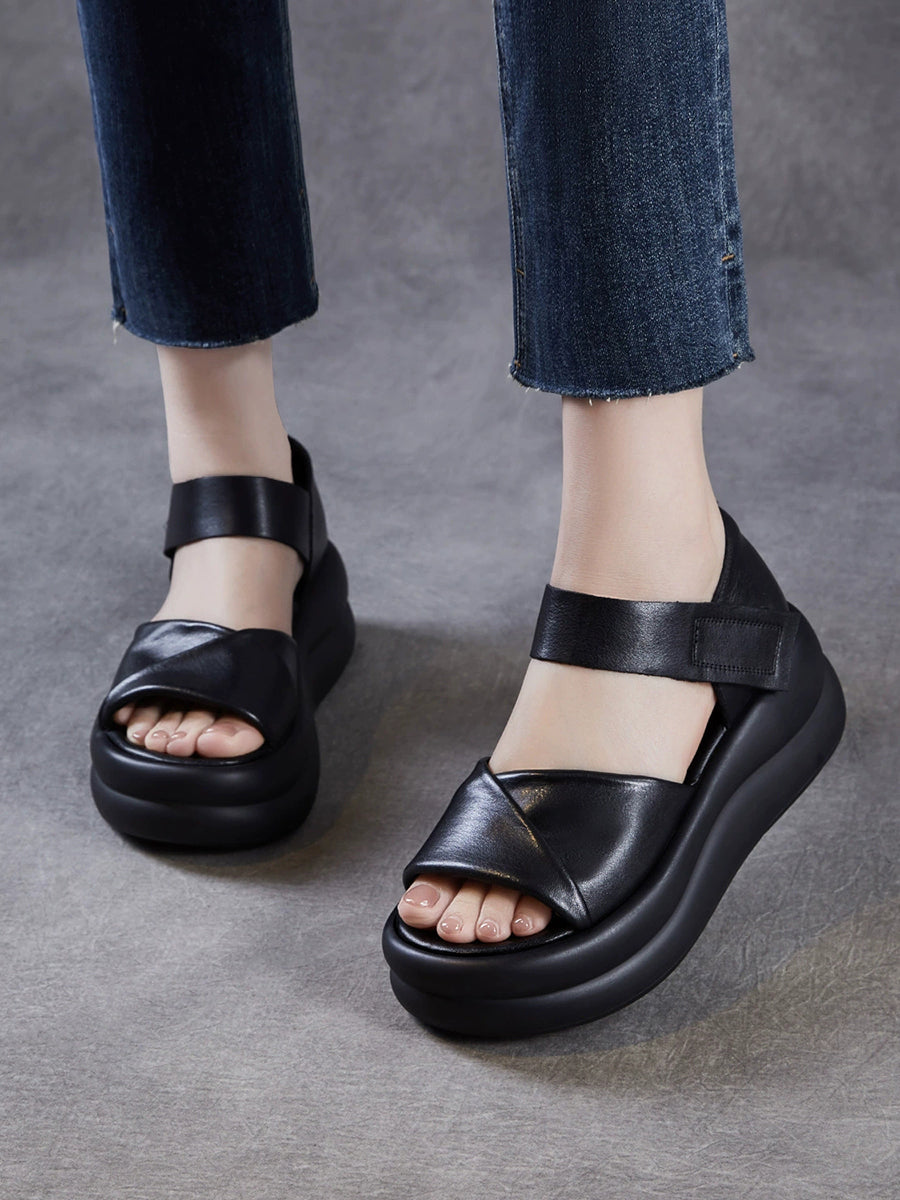 Women Summer Genuine Leather Platform Sandals