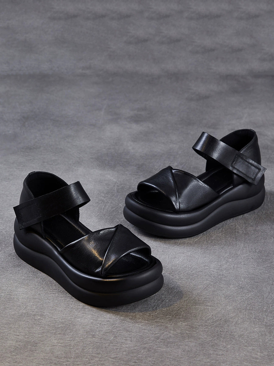 Women Summer Genuine Leather Platform Sandals