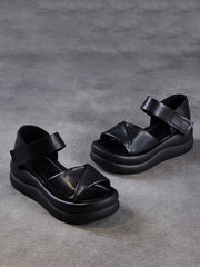 Women Summer Genuine Leather Platform Sandals