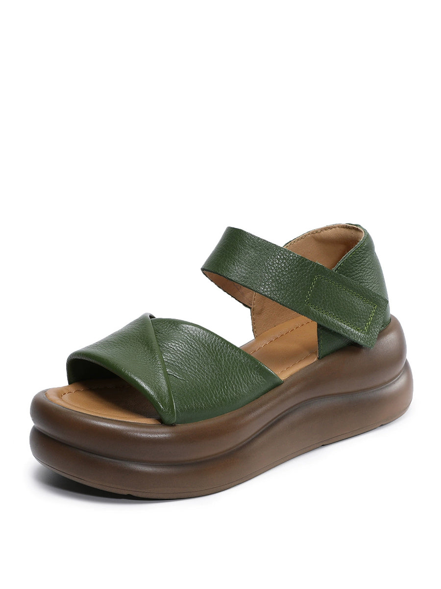 Women Summer Genuine Leather Platform Sandals