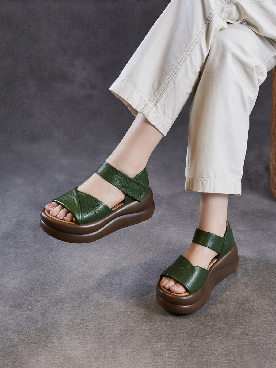 Women Summer Genuine Leather Platform Sandals