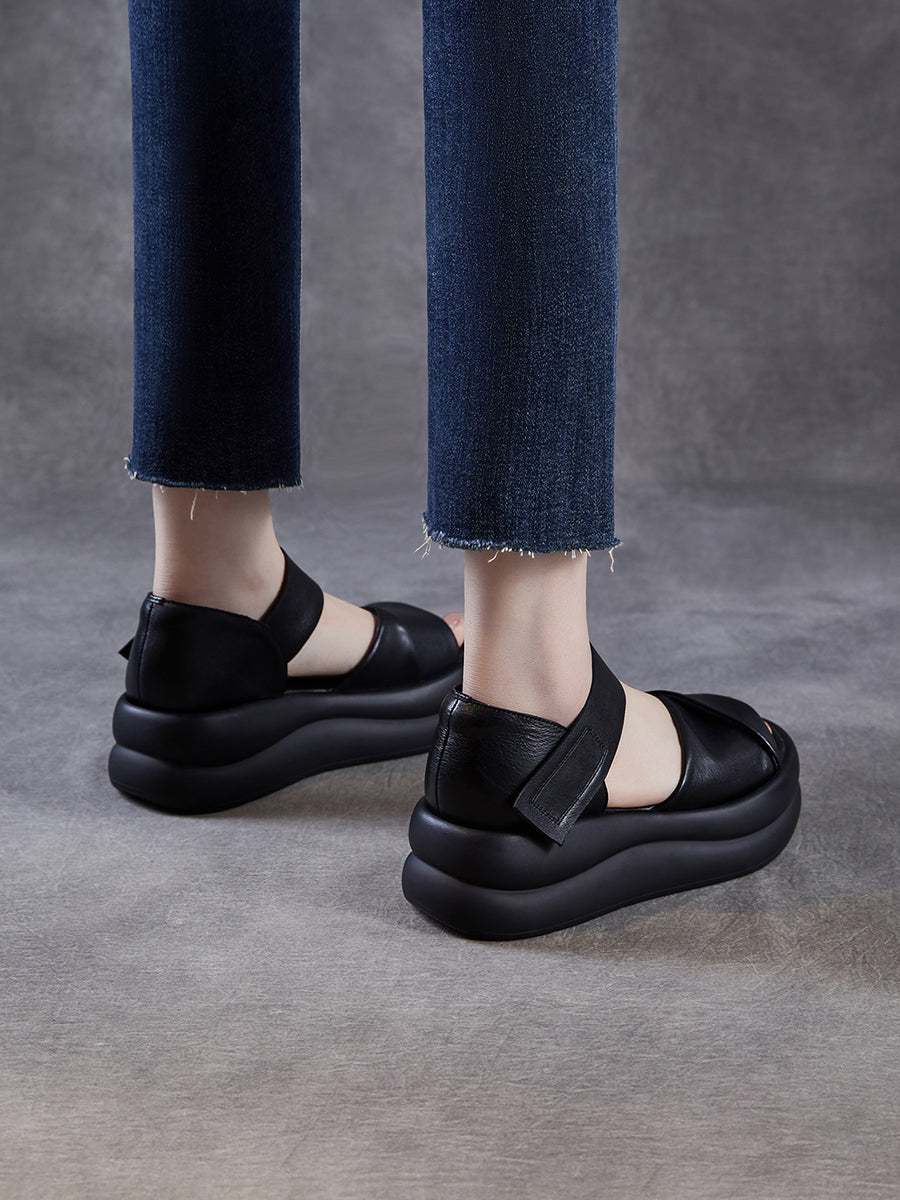 Women Summer Genuine Leather Platform Sandals