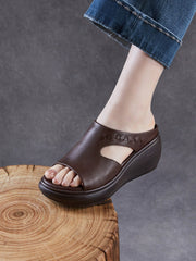 Women Summer Casual Genuine Leather Platform Sandals