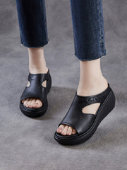 Women Summer Casual Genuine Leather Platform Sandals