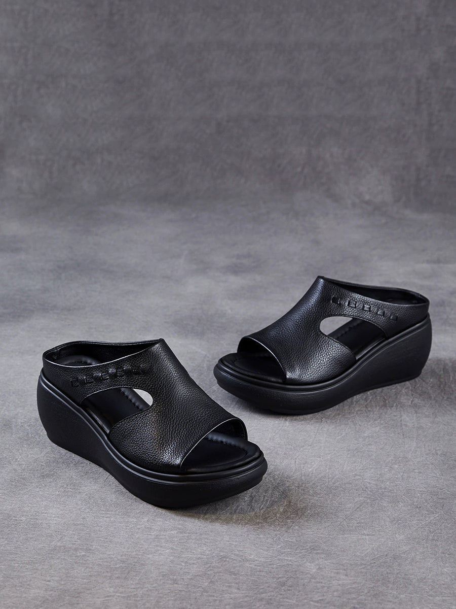 Women Summer Casual Genuine Leather Platform Sandals