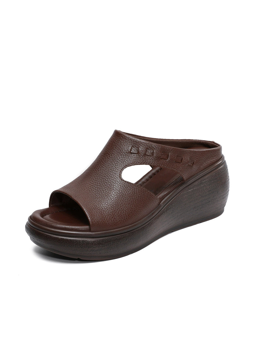 Women Summer Casual Genuine Leather Platform Sandals
