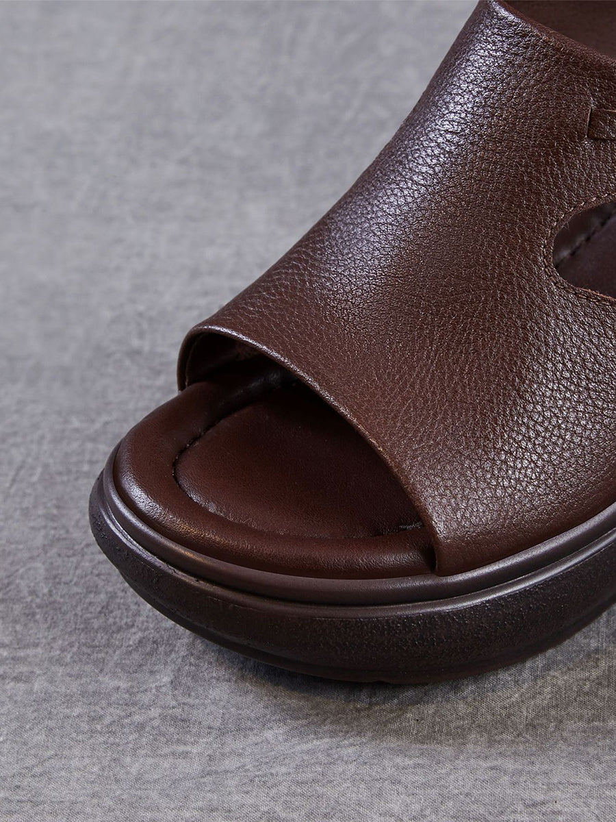 Women Summer Casual Genuine Leather Platform Sandals