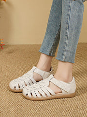 Women Summer Casual Genuine Leather Weave Sandals