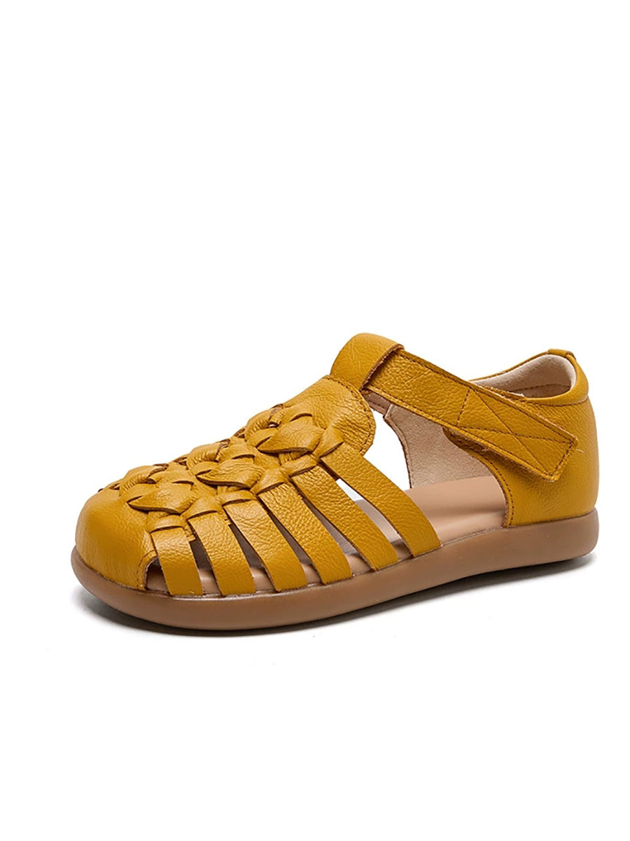 Women Summer Casual Genuine Leather Weave Sandals