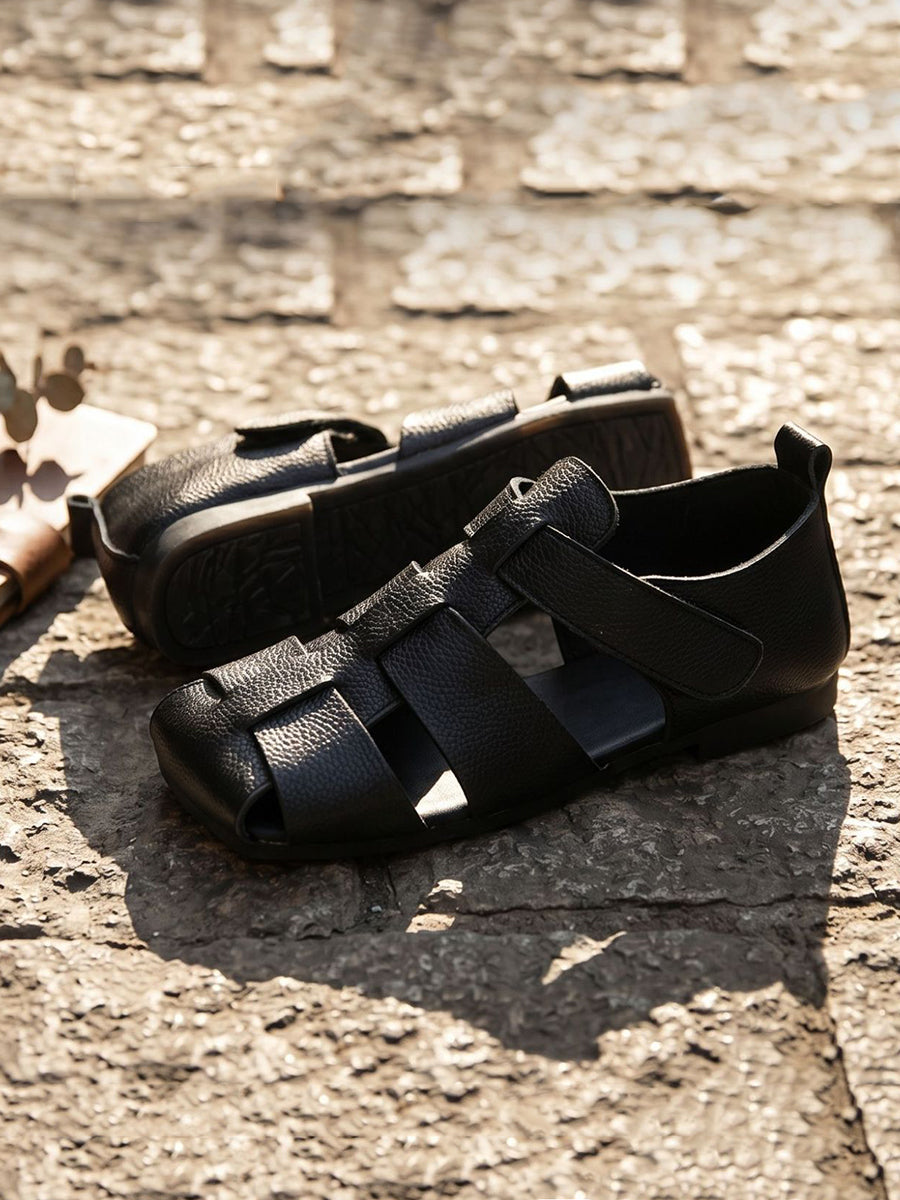 Women Summer Genuine Leather Spliced Sandals