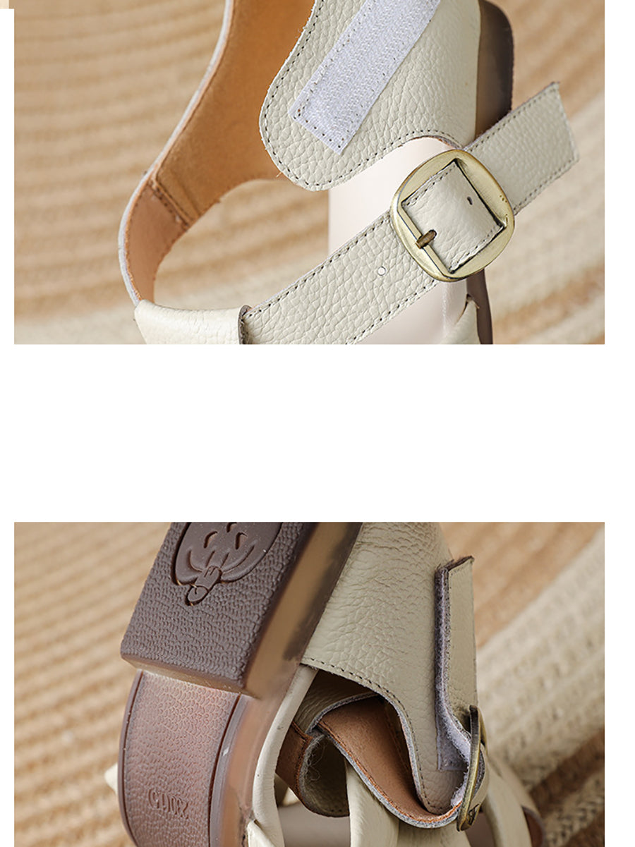 Women Summer Genuine Leather Weave Sandals