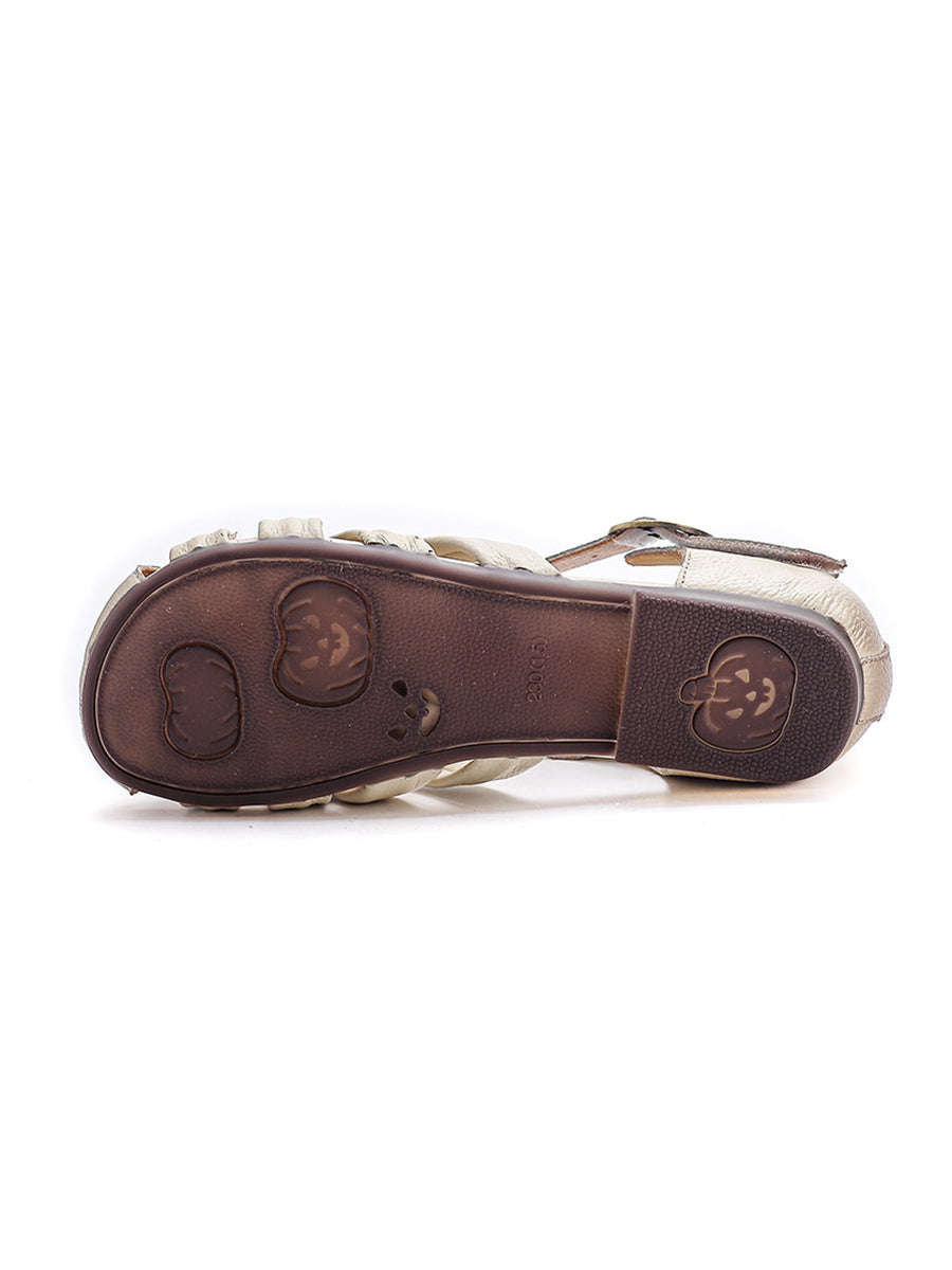 Women Summer Genuine Leather Weave Sandals