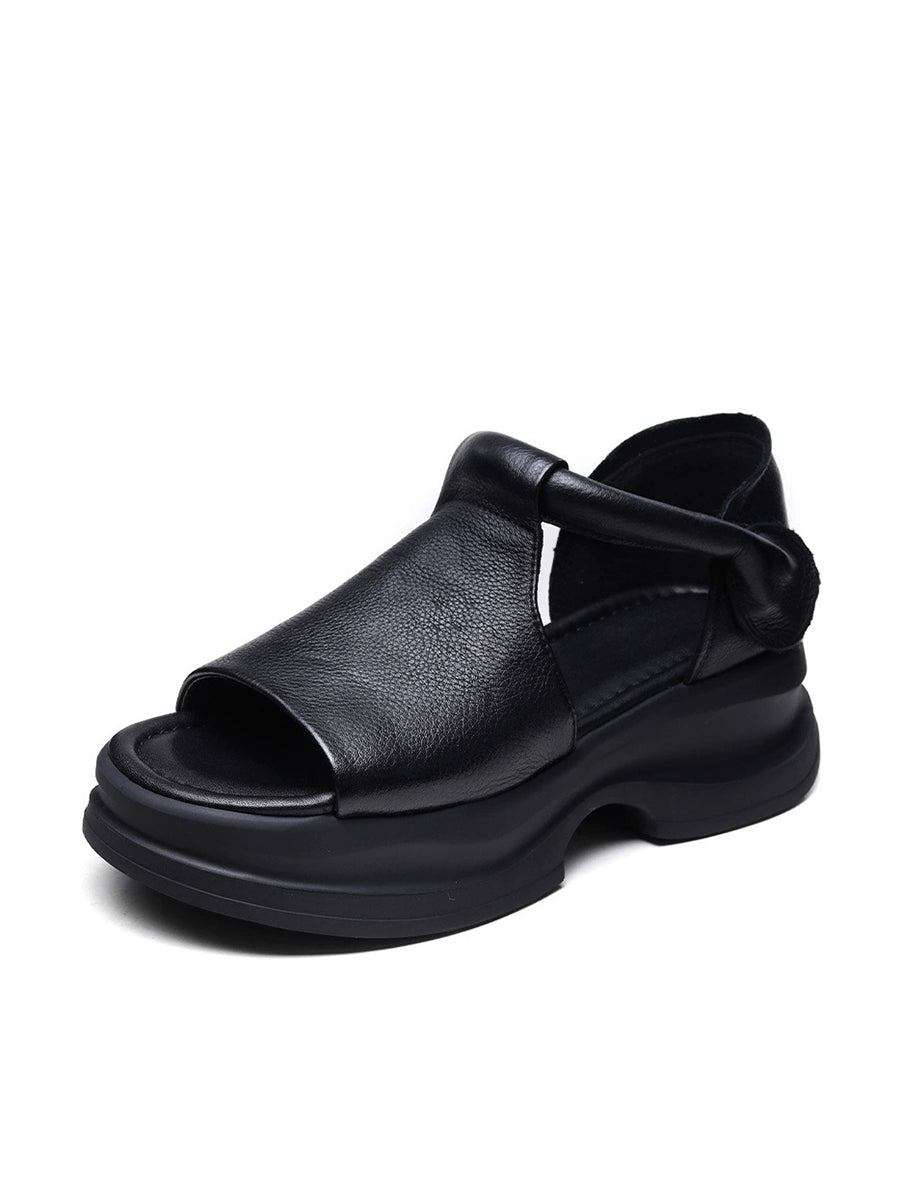 Women Summer Casual Genuine Leather Platform Sandals