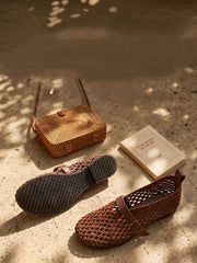 Women Summer Vintage Linen Weave Flat Sandals