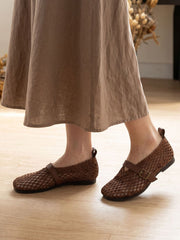 Women Summer Vintage Linen Weave Flat Sandals