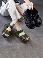 Women Summer Casual Genuine Leather Platform Sandals