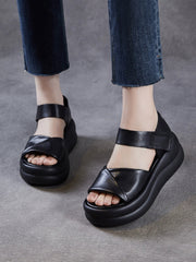 Women Summer Casual Genuine Leather Platform Sandals