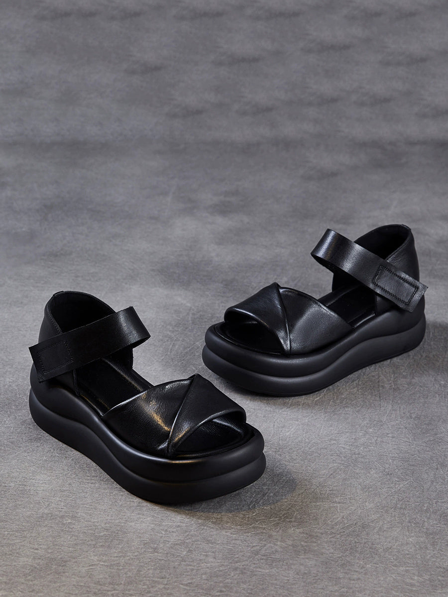 Women Summer Casual Genuine Leather Platform Sandals