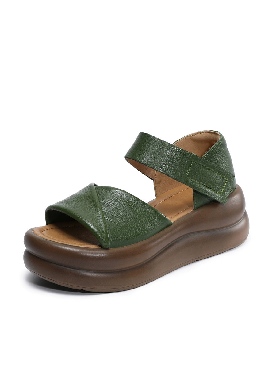 Women Summer Casual Genuine Leather Platform Sandals