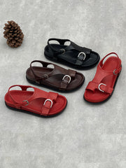Women Summer Genuine Leather Flat Sandals