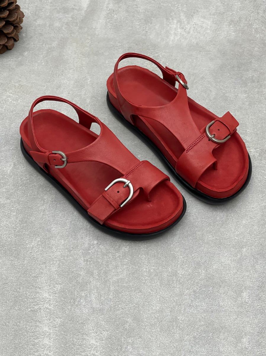 Women Summer Genuine Leather Flat Sandals