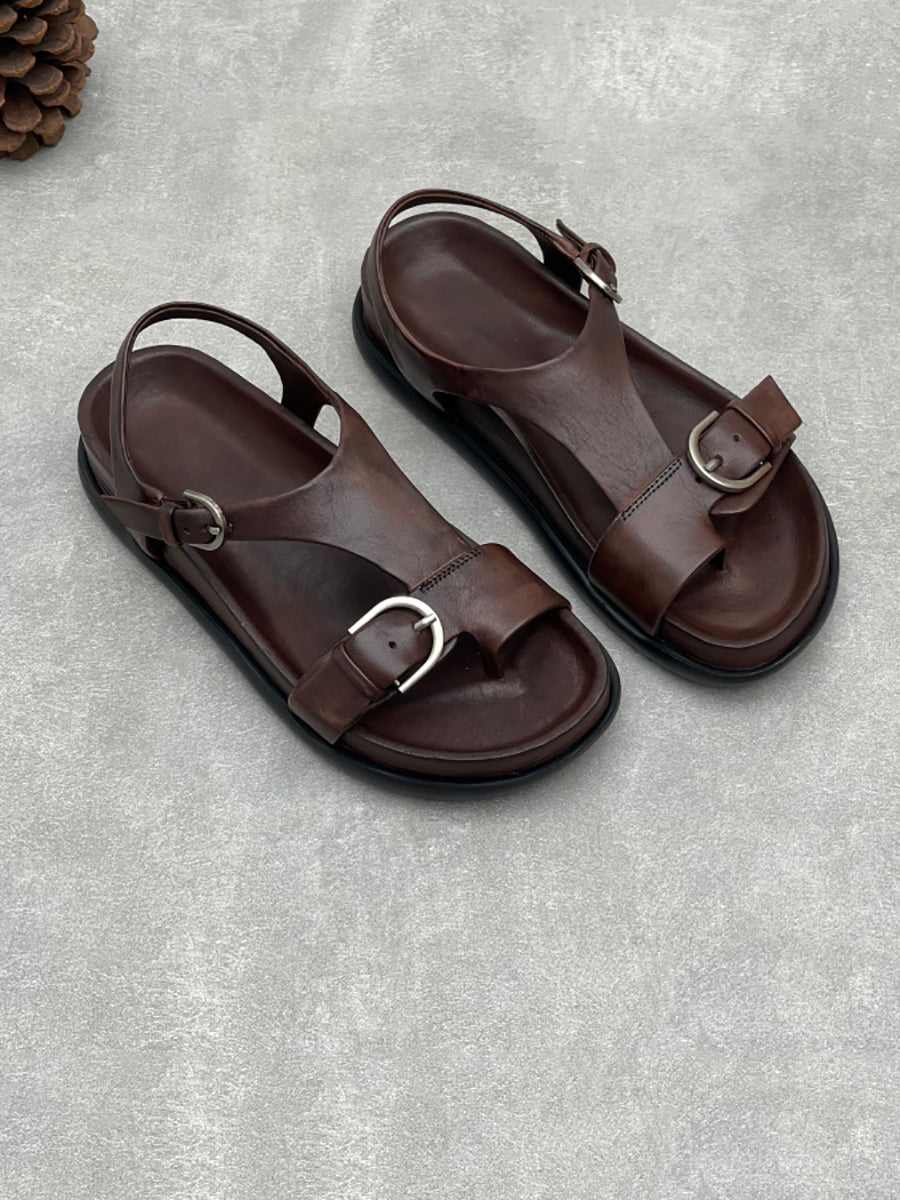 Women Summer Genuine Leather Flat Sandals