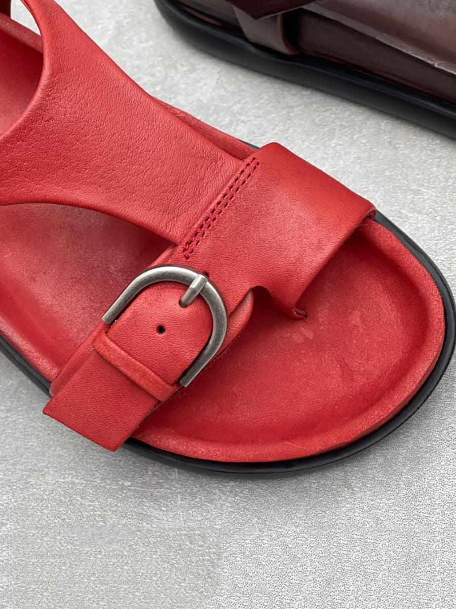 Women Summer Genuine Leather Flat Sandals