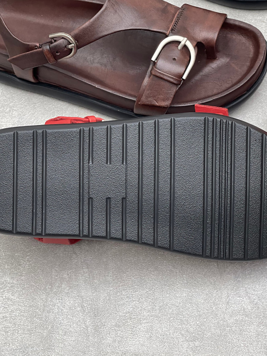 Women Summer Genuine Leather Flat Sandals