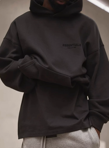 Fear of God Essentials Black Chest Logo Hoodie