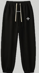 Fear of God Black Sweatpants with White Cross Graphic