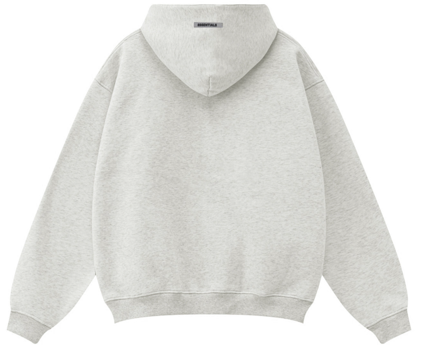 Fear of God Essentials Light Heather Grey Cross Logo Zip Hoodie