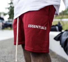 Fear of God Essentials Red White Mesh Shorts