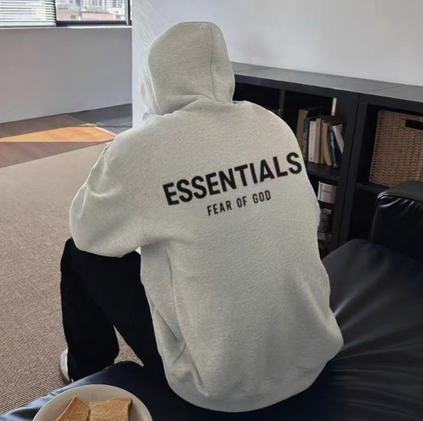 Fear of God Essentials Heather Gray Back Logo Hoodie