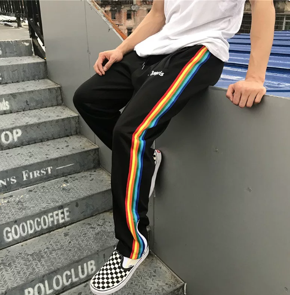FOG Rainbow Stripe Black Track Pants